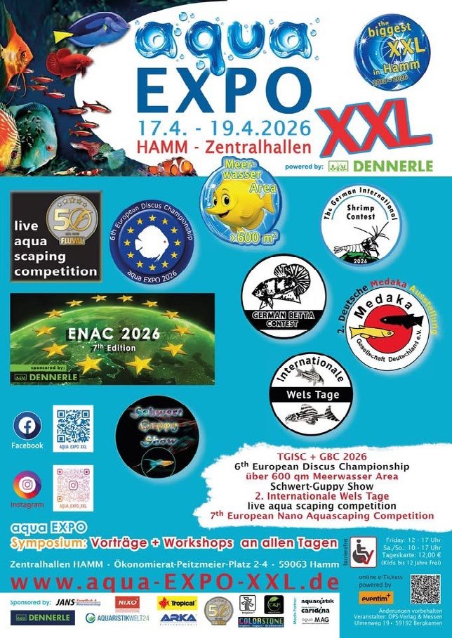 Affiche de l'exposition aquariophile aqua EXPO XXL 2026 à Hamm en Allemagne