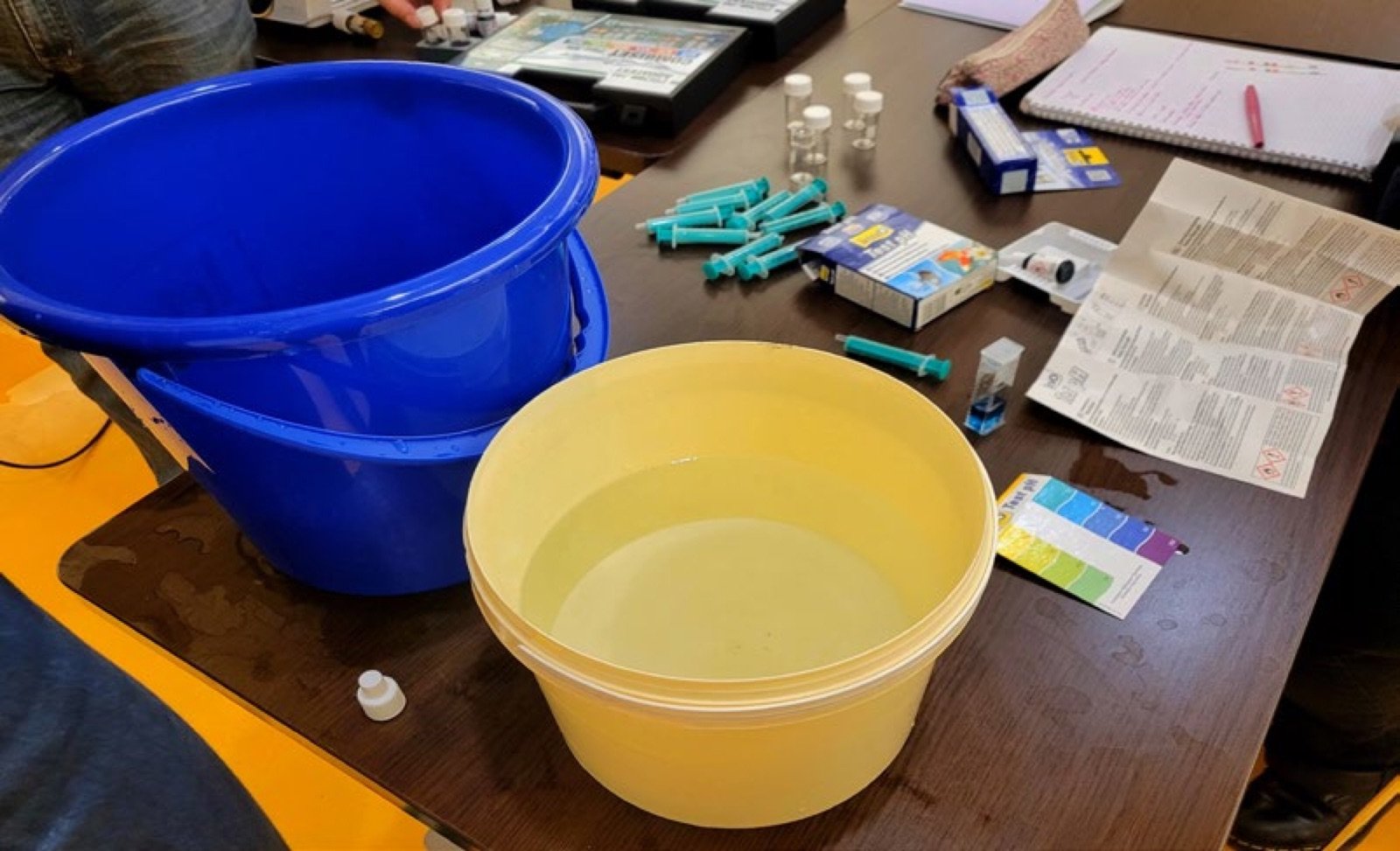 Différents tests de qualité d'eau réalisés pendant la formation